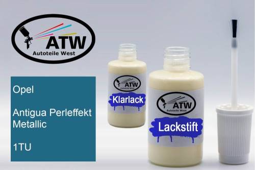 Opel, Antigua Perleffekt Metallic, 1TU: 20ml Lackstift + 20ml Klarlack - Set, von ATW Autoteile West.